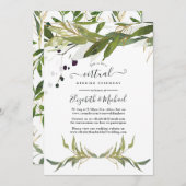 Waterverf Leafy Greenery Online Virtual Wedding Kaart (Voorkant / Achterkant)
