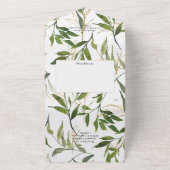 Waterverf Leafy Greenery Wedding All In One Uitnodiging (Buitenkant)