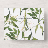Waterverf Leafy Greenery Wedding All In One Uitnodiging (Achterkant)