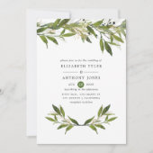 Waterverf Leafy Greenery Wedding Kaart (Voorkant)