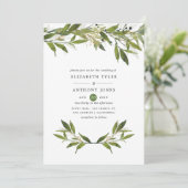 Waterverf Leafy Greenery Wedding Kaart (Staand voorkant)