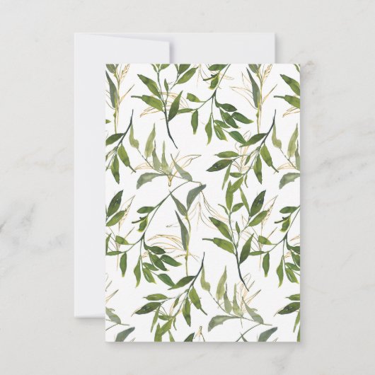 Waterverf Leafy Greenery Wedding RSVP Kaartje (Achterkant)