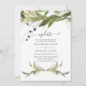 Waterverf Leafy Greenery Wedding Update Kaart (Voorkant)