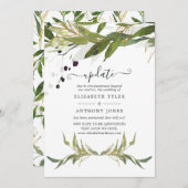 Waterverf Leafy Greenery Wedding Update Kaart (Voorkant / Achterkant)