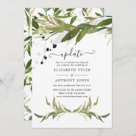 Waterverf Leafy Greenery Wedding Update Kaart