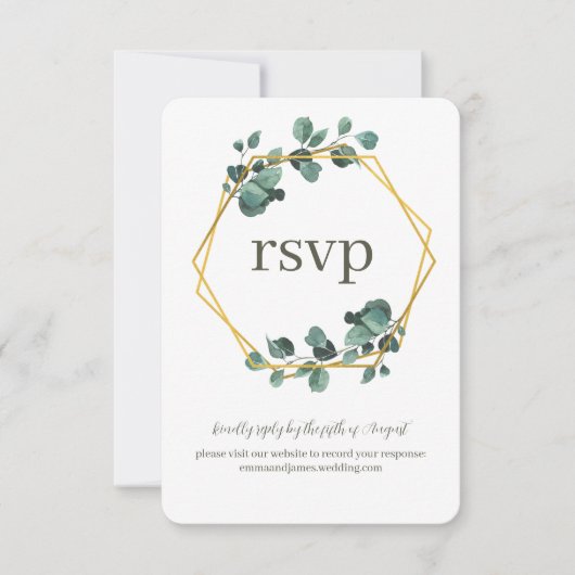 Waterverf Leafy Response RSVP Wedding Site Kaart (Voorkant)