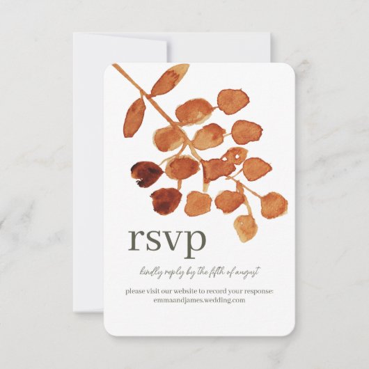Waterverf Leafy Response RSVP Wedding Site Kaart (Voorkant)