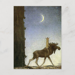 waterverf "Leap the Elk" van John Bauer Briefkaart