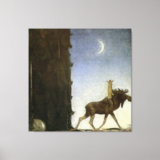 waterverf "Leap the Elk" van John Bauer Canvas Afdruk (Voorkant)