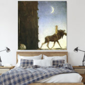 waterverf "Leap the Elk" van John Bauer Canvas Afdruk (Insitu (Slaapkamer))