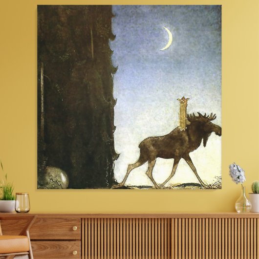 waterverf "Leap the Elk" van John Bauer Canvas Afdruk (Insitu (Woonkamer))