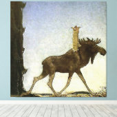 waterverf "Leap the Elk" van John Bauer Canvas Afdruk (Insitu (Houten vloer))
