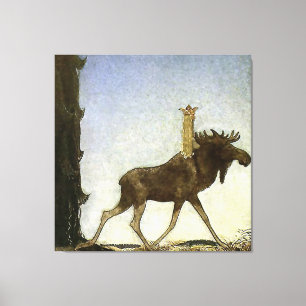 waterverf "Leap the Elk" van John Bauer Canvas Afdruk