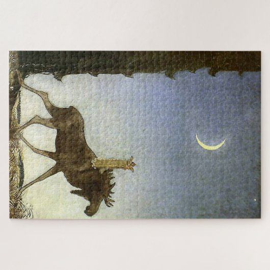waterverf "Leap the Elk" van John Bauer Legpuzzel (Horizontaal)