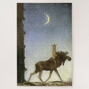 waterverf "Leap the Elk" van John Bauer Legpuzzel