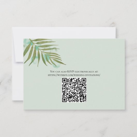 Waterverf Leaves 04b Bruiloft RSVP met Foto (Achterkant)