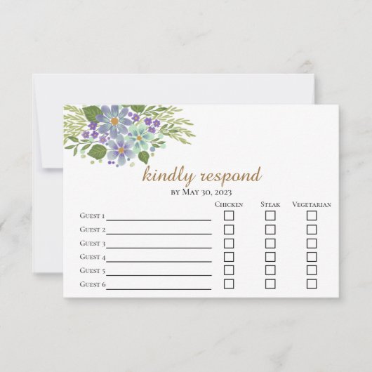 Waterverf Leaves 04c Maaltijdkeuze Respons Kaart (Voorkant)