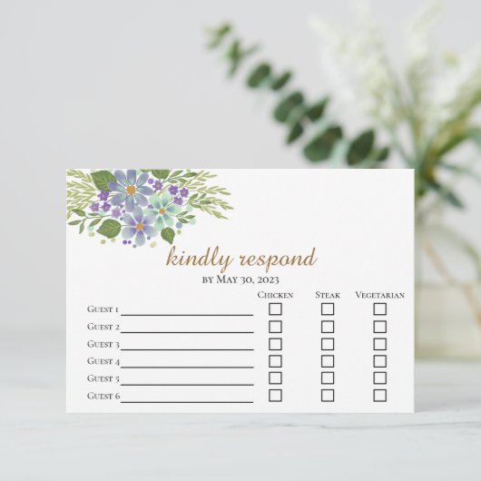 Waterverf Leaves 04c Maaltijdkeuze Respons Kaart (Staand voorkant)