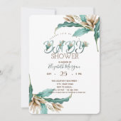 Waterverf Leaves Boho Baby shower Kaart (Voorkant)