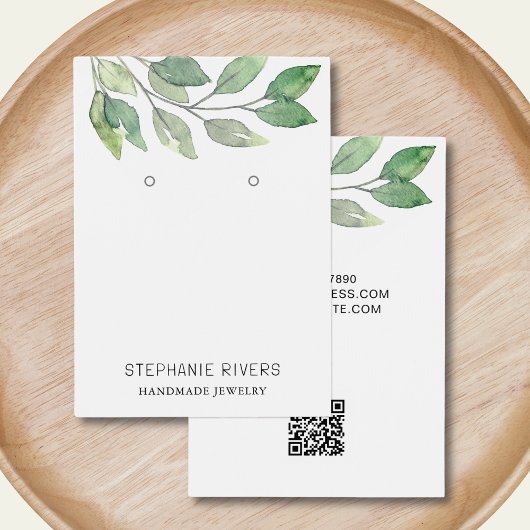 Waterverf Leaves QR Code Oorbellen Display Kaart