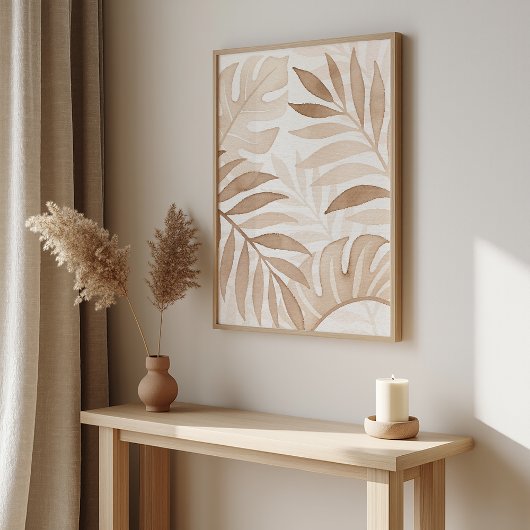 Waterverf Leaves – Zen Poster – Neutral Wall Art