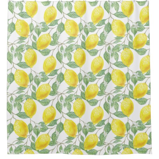 Waterverf leemons en bladeren douchegordijn (Voorkant)