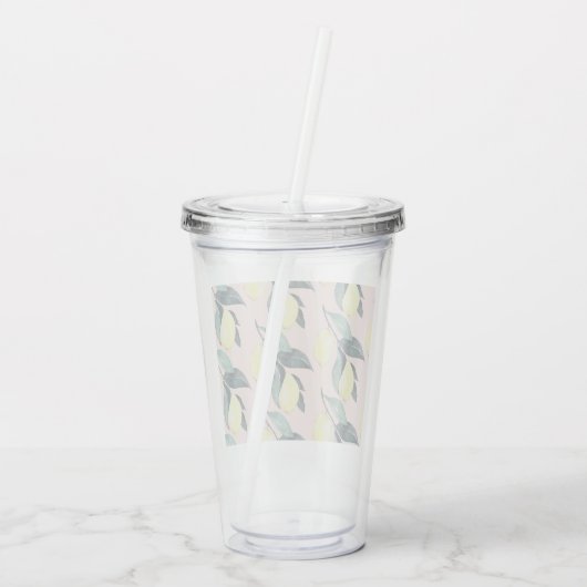 Waterverf leemons en gele naadloze patronen acryl drinkbeker (Achterkant)