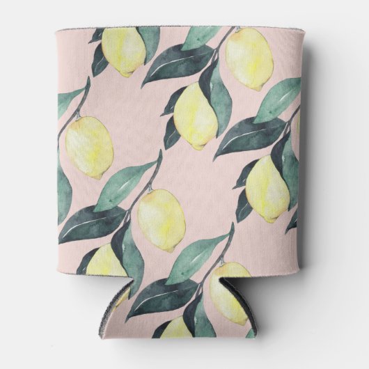 Waterverf leemons en gele naadloze patronen blikjeskoeler (Voorkant)