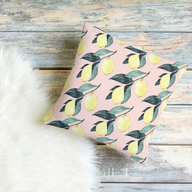 Waterverf leemons en gele naadloze patronen buitenkussen (Creator heeft geüpload)