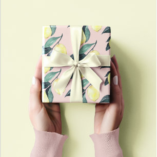 Waterverf leemons en gele naadloze patronen cadeaupapier