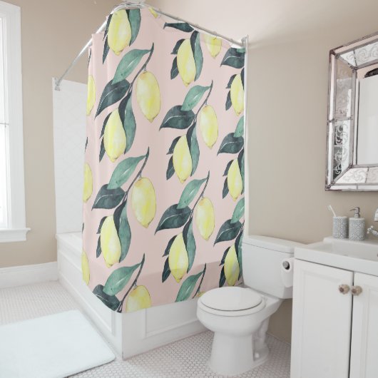 Waterverf leemons en gele naadloze patronen douchegordijn (In situ)