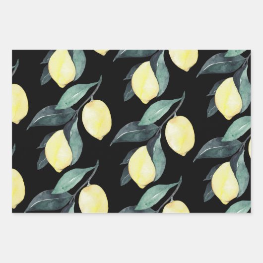 Waterverf leemons en gele naadloze patronen inpakpapier vel (Voorkant 3)