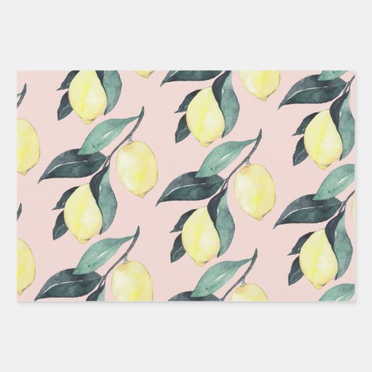 Waterverf leemons en gele naadloze patronen inpakpapier vel (Voorkant)