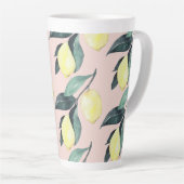 Waterverf leemons en gele naadloze patronen latte mok (Rechterhoek)