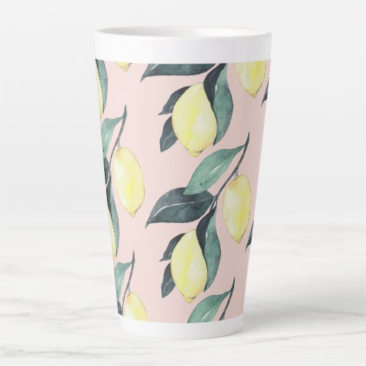 Waterverf leemons en gele naadloze patronen latte mok (Voorkant)
