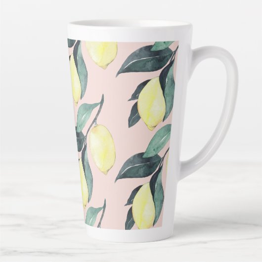 Waterverf leemons en gele naadloze patronen latte mok (Rechts)