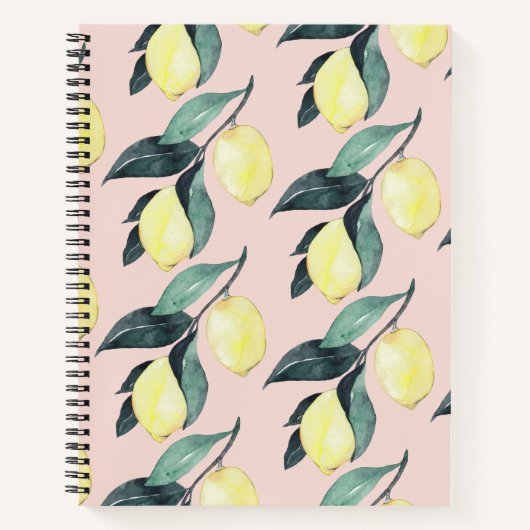 Waterverf leemons en gele naadloze patronen notitieboek (Voorkant)
