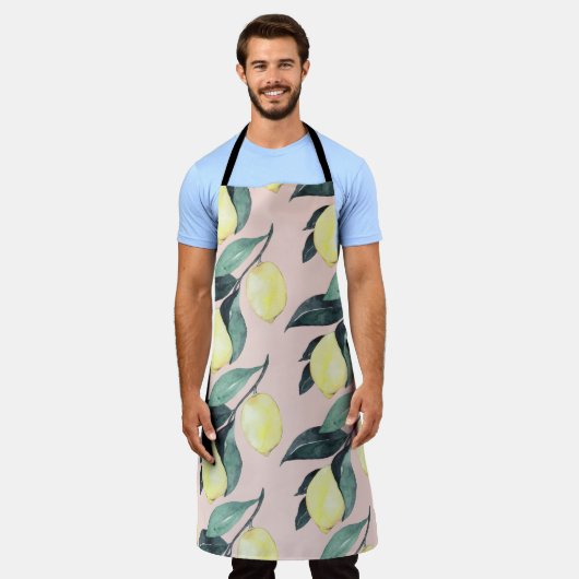 Waterverf leemons en gele naadloze patronen schort (Gedragen)