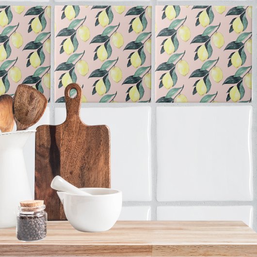 Waterverf leemons en gele naadloze patronen tegeltje