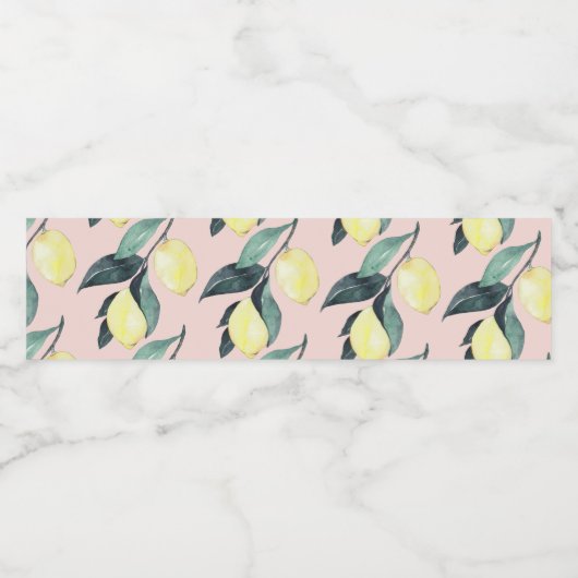 Waterverf leemons en gele naadloze patronen waterfles etiket (Enkel label)