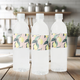 Waterverf leemons en gele naadloze patronen waterfles etiket