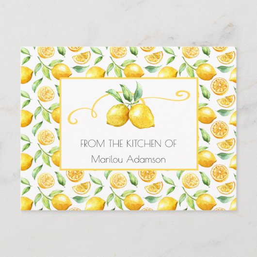 Waterverf leemons en groene lederrecepten | briefkaart (Voorkant)
