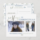 Waterverf leest | 2 Foto | Vrolijk kerstfeest Feestdagenkaart (Voorkant / Achterkant)