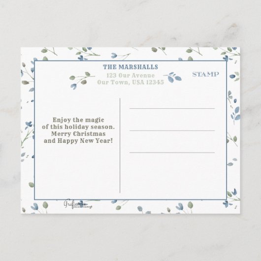 Waterverf leest | 2 Foto | Vrolijk kerstfeest Feestdagenkaart (Achterkant)