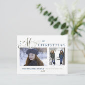 Waterverf leest | 2 Foto | Vrolijk kerstfeest Feestdagenkaart (Staand voorkant)