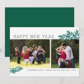 Waterverf leest | Happy New Year Two-foto Feestdagenkaart (Voorkant / Achterkant)