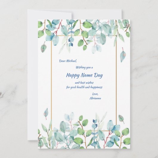 Waterverf leest in blauwe en groene dagkaart kaart (Voorkant)