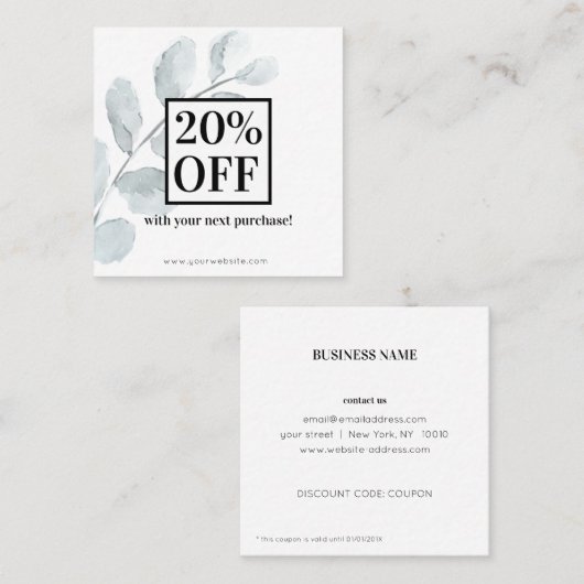 Waterverf leest  kortingskaartje (Voorkant / Achterkant)