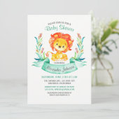 Waterverf Leeuw Baby shower Invitation Kaart (Staand voorkant)