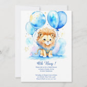Waterverf Leeuw Baby shower Invitation Kaart (Voorkant)